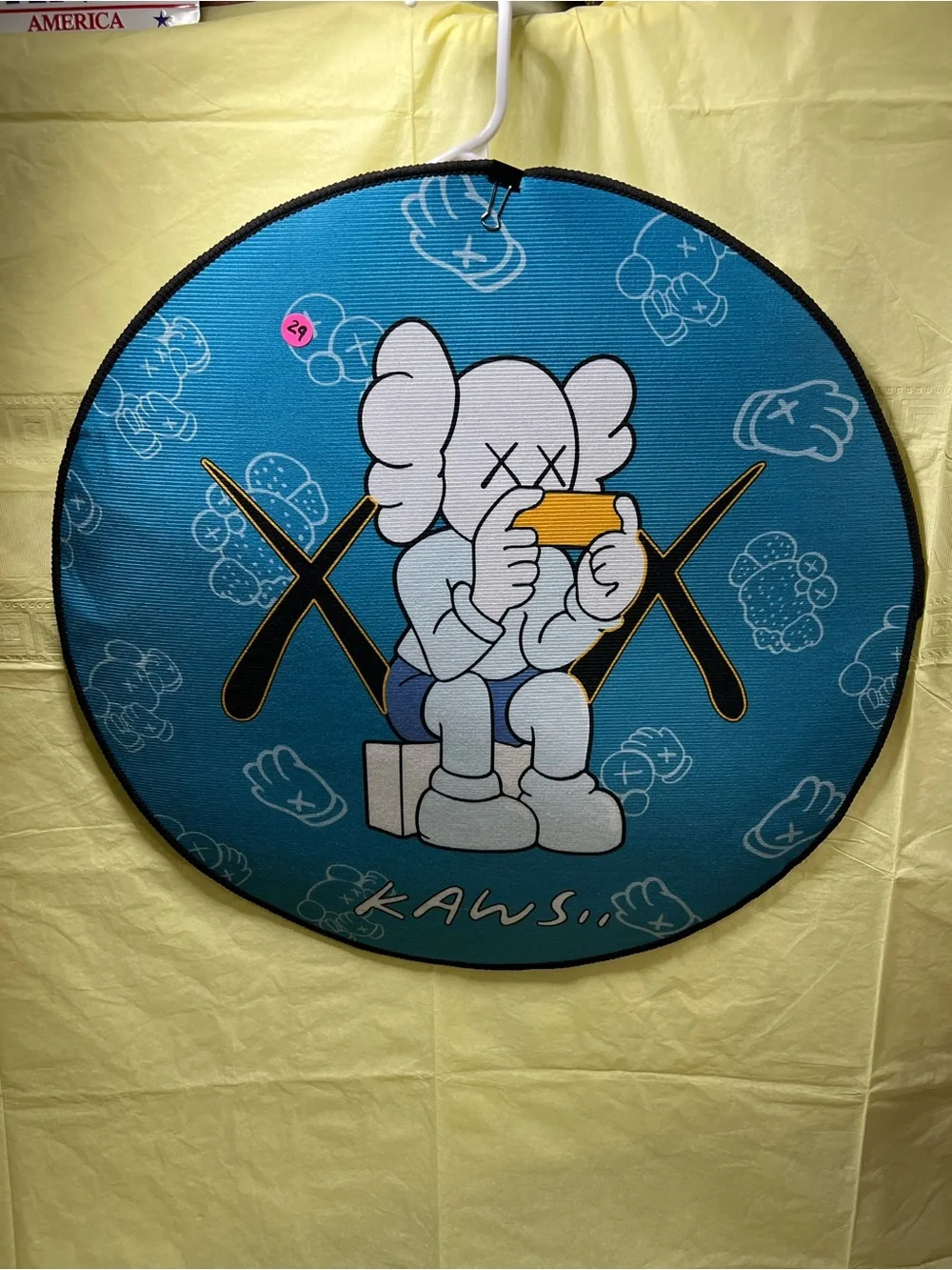 KAWS Blue and Yellow Round Custom Rug